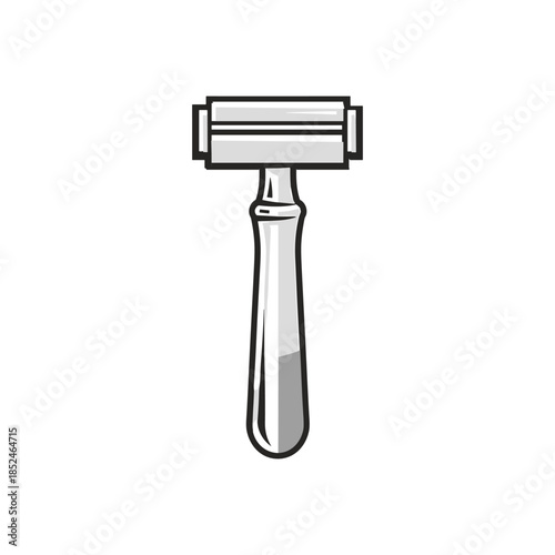 Monochrome Illustration of a Classic Safety Razor for Shaving.