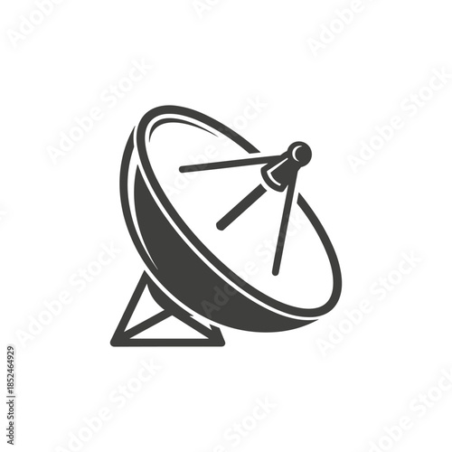 Monochrome Satellite Dish Antenna for Telecommunications and Signal Reception.
