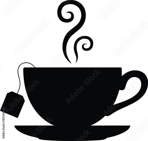 Silhouette cup of tea representing freshness and relaxation or hot beverage