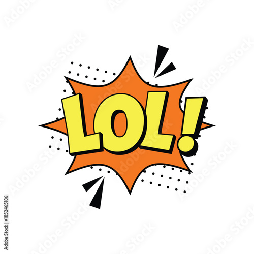 Vibrant Yellow LOL Text in Bold Comic Book Style Burst.