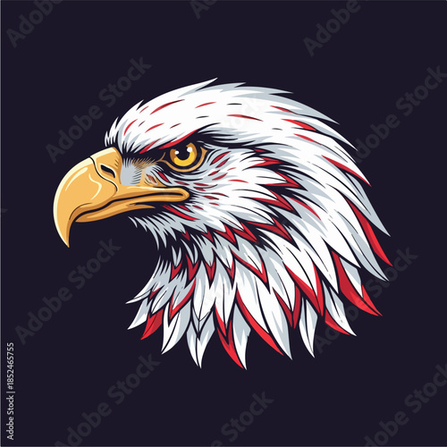 Majestic Bald Eagle Head Profile Illustration.