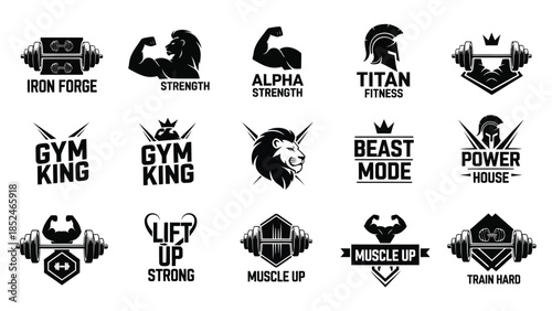Collection of fitness logo designs for gym and strength training