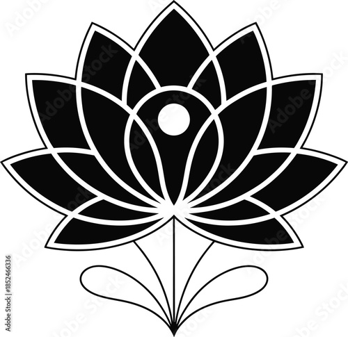 Black lotus flower illustration presenting purity love and spiritual awakening