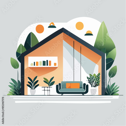 modern living room with window