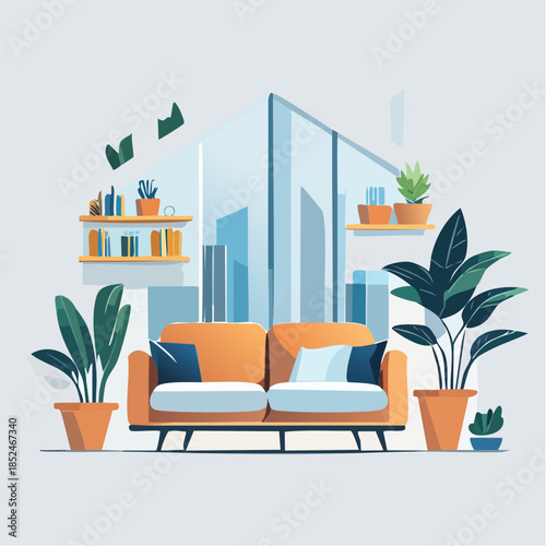 modern living room with window