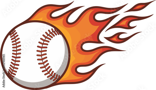 Baseball On Fire With Flames And Orange Glow sport game
