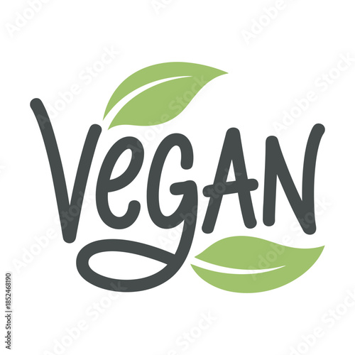 Vegan lifestyle symbol with green leaves, vector illustration