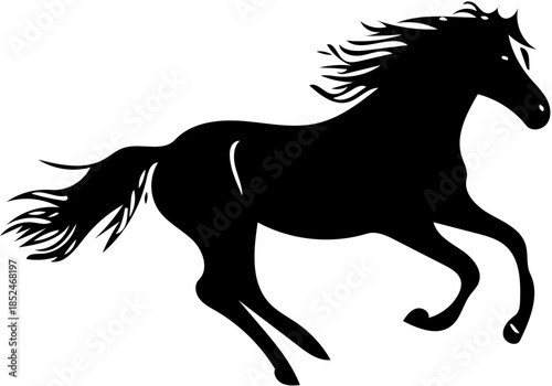 Running Horse Silhouette,  SVG Black and White Vector
