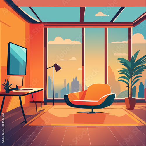 house with flowers and birds