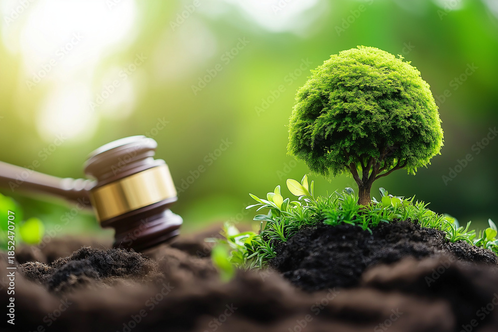 Obraz International environment Law. climate regulation concept. law principles of sustainable environmental conservation. environmental protection
