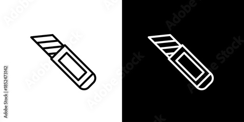Modern outline style illustration of a safety utility blade, suitable for professional and home improvement related visual content and graphic icon design