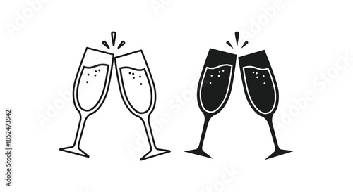 Celebrating with bubbly a delightful depiction of two champagne glasses clinking together silhouette