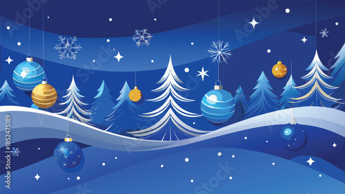 Cheerful card conveying Christmas and New Year greetings, adorned with seasonal decorations and bright colors..eps