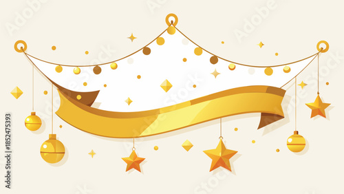 Shimmering golden Christmas lights on a white background, enhancing the festive ambiance of the season..eps