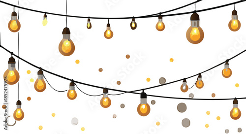 Illustration of a string of Christmas lights in a vector style, featuring various colors for a festive seasonal display..eps