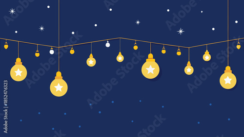 Brightly colored Christmas lights set on a blue backdrop, enhancing the festive mood of the season..eps
