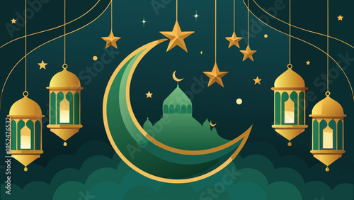 Festive Eid Mubarak banners showcasing intricate designs and joyful greetings for the Eid celebration..eps