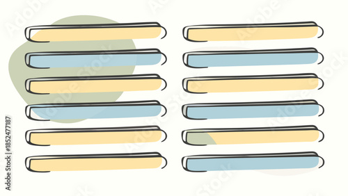 Abstract hand drawn list elements in minimalist design with soft colors