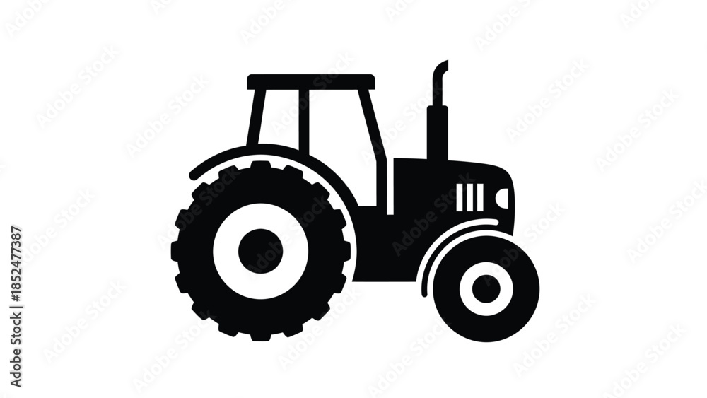 Obraz premium Agricultural tractor silhouette icon symbolizing farming and countryside work