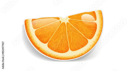 A vibrant slice of juicy orange fruit with segments visible.