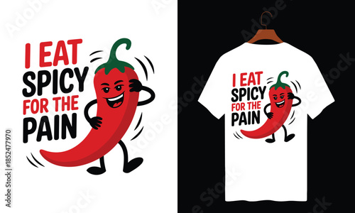I eat spicy for the pain isolated on white background, Vector, illustration