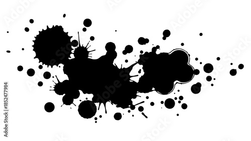 Abstract Black Ink Splatter Design Element.