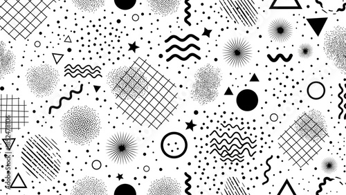 Abstract Geometric Shapes and Patterns Seamless Background.
