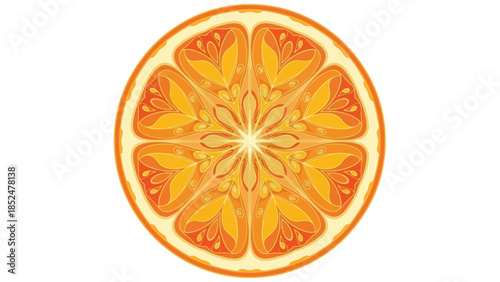 Abstract Orange Slice Mandala Design.
