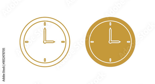 Two golden clocks displaying different times minimalist design circular shapes a striking silhouette