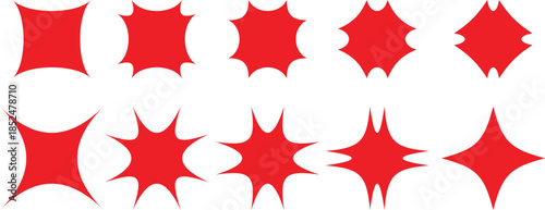 Abstract red Organic Shapes Set on White Background