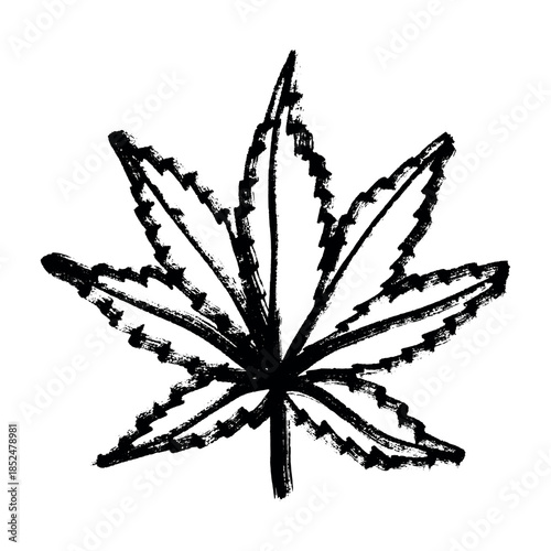 Hand drawn cannabis leaf Medicine marijuana Hemp leaves clipart in doodle style Single element for print, web, design, decor