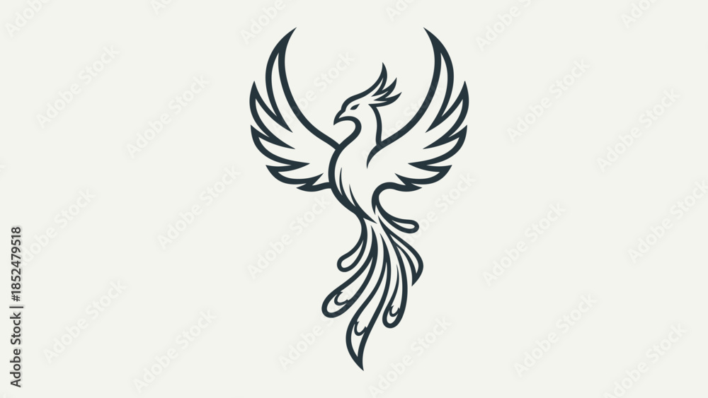 Fototapeta premium Elegant Phoenix Bird Emblem Design.