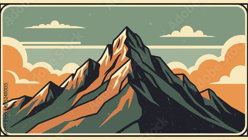 Majestic Mountain Peak with Dramatic Rocky Slopes and Cloudy Sky.