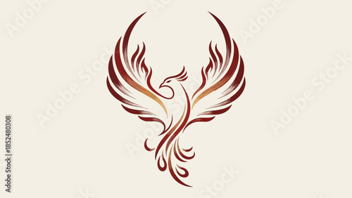 Majestic Phoenix Bird with Fiery Wings and Elegant Tail.