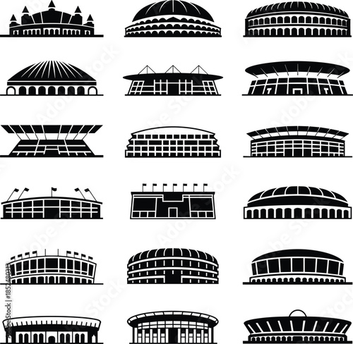 Collection of black and white stadium and arena sports