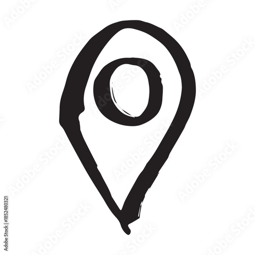 Hand drawn map pin Map marker pointer sign GPS and mapping tools Location pin symbol Pinpoint clipart in doodle style Single element for web, design