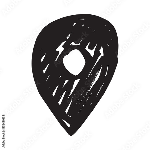 Hand drawn map pin Map marker pointer sign GPS and mapping tools Location pin symbol Pinpoint clipart in doodle style Single element for web, design