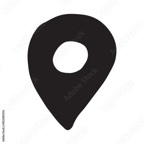 Hand drawn map pin Map marker pointer sign GPS and mapping tools Location pin symbol Pinpoint clipart in doodle style Single element for web, design