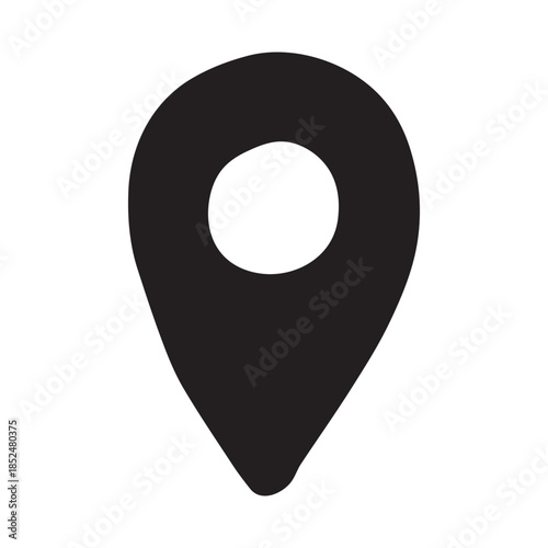Hand drawn map pin Map marker pointer sign GPS and mapping tools Location pin symbol Pinpoint clipart in doodle style Single element for web, design