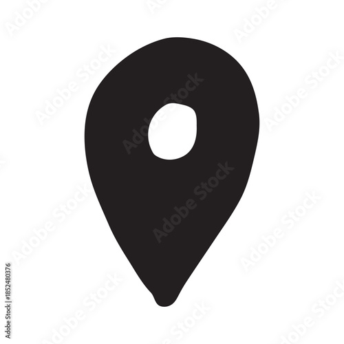 Hand drawn map pin Map marker pointer sign GPS and mapping tools Location pin symbol Pinpoint clipart in doodle style Single element for web, design