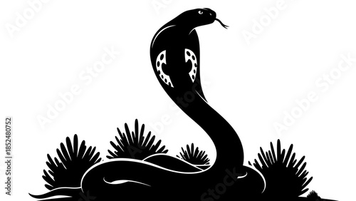 Silhouette of a Cobra Snake with Hood Expanded.