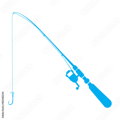fishing rod clip art, a simple silhouette of a fishing rod with reel and hook, representing the sport of fishing