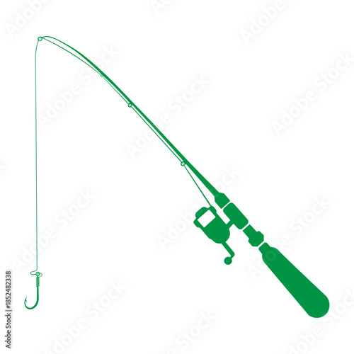 fishing rod clip art, a simple silhouette of a fishing rod with reel and hook, representing the sport of fishing