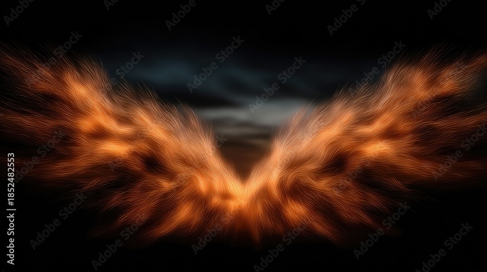 Fototapeta premium Fiery winged design abstract illustration