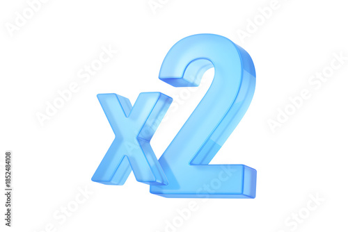 X2 symbol icon, isolated on a white background