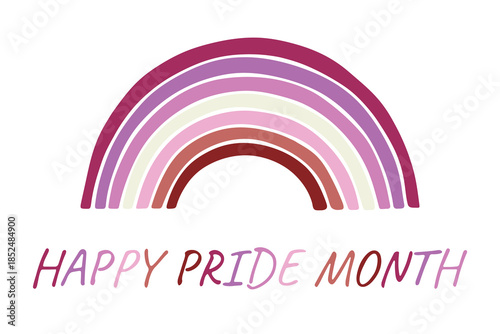 Colorful rainbow shape Lesbian pride flag Happy pride day LGBTQIA community Pride Month Vector hand drawn doodle for posters, stickers, logo, cards