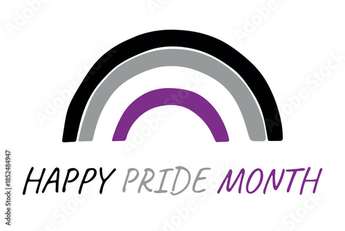 Colorful rainbow shape Asexual pride flag Happy pride day LGBTQIA community Pride Month Vector hand drawn doodle for posters, stickers, logo, cards