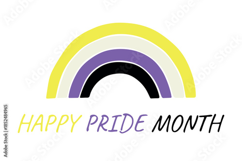 Colorful rainbow shape Non-binary pride flag Happy pride day LGBTQIA community Pride Month Vector hand drawn doodle for posters, stickers, logo, cards