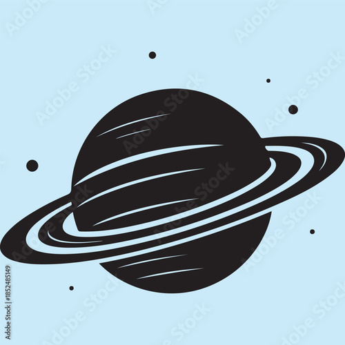 Ringed Gas Giant Planet Silhouette Icon