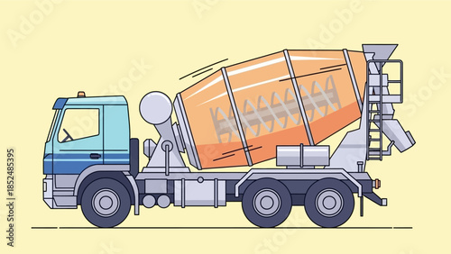 Modern concrete mixer truck vehicle used for construction and building projects.